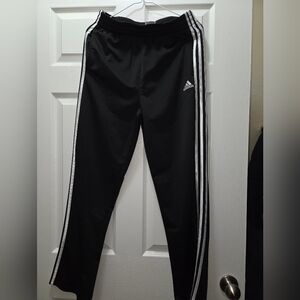 Adidas Big Kids Black Joggers with White Stripes XL